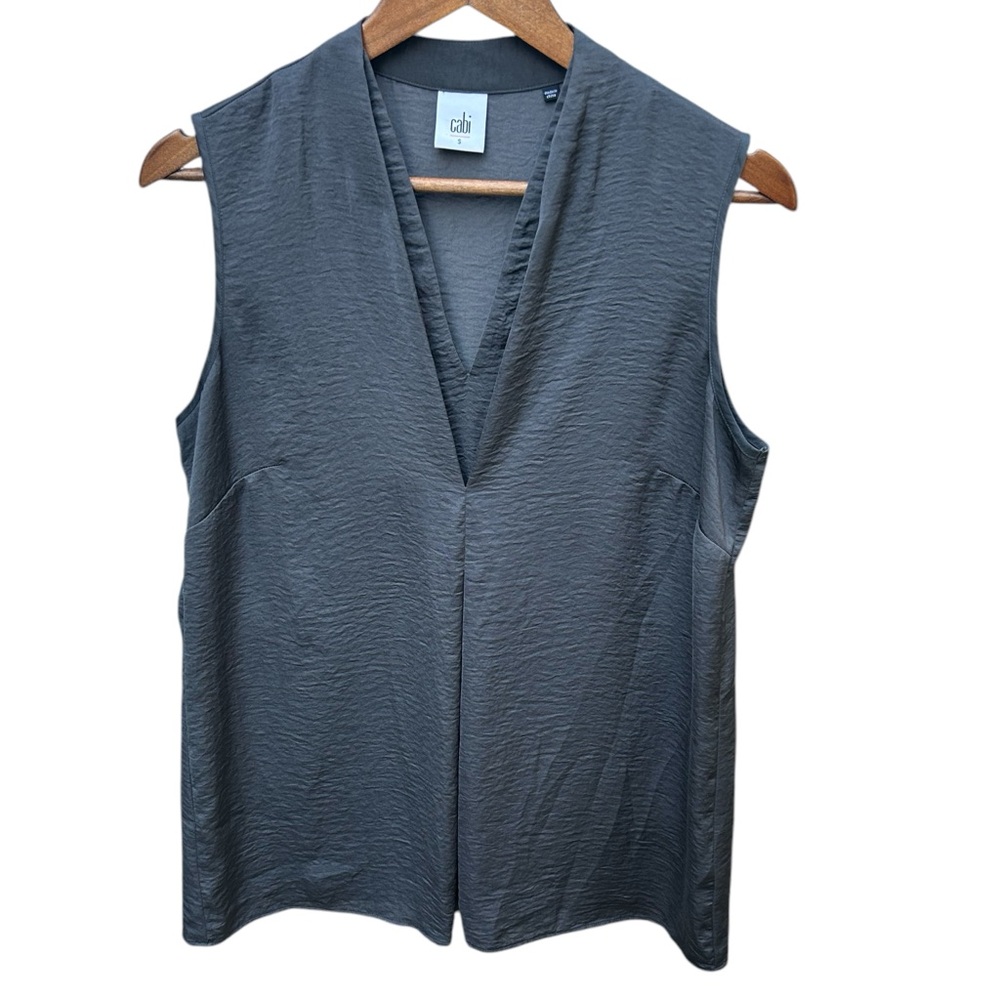 Cabi 3786 Veneer Sleeveless Gray Double V Neck Top Women’s Small